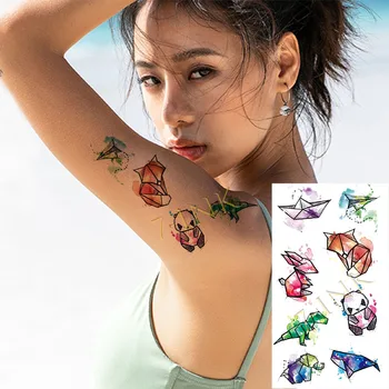 Ūdensnecaurlaidīgus Pagaidu Tetovējums, Uzlīmes Gudrs Origami Dzīvnieku Panda Trušu Dinozauru Laivu, Ūdens Nodošanu Viltus Flash Tatto Vīriešiem Sievietēm