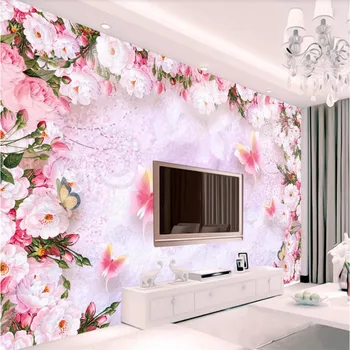 3D tapetes radošo roku apgleznoti sapnis akvarelis, ziedu rozā rožu sienas profesionālās ražošanas sienas foto tapetes