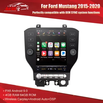 Ford Mustang radio Android galvas vienības Multivides Tesla stils Android 9.0 sistēmas 2015-2021 SYNC1/2/3 Atskaņotājs, GPS navi
